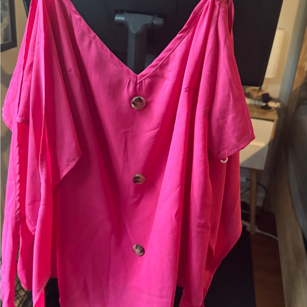 Pink Button-Down Women's Top